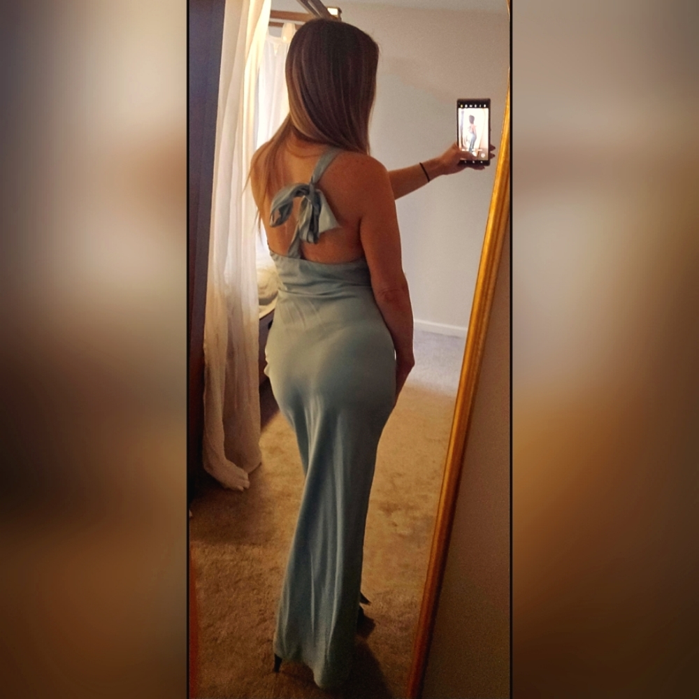 Abercrombie One-Shoulder Satin Knotted Midi Dress nwt XS